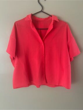 lululemon athletica Short Sleeve Button-Front Top - Coral Pink
